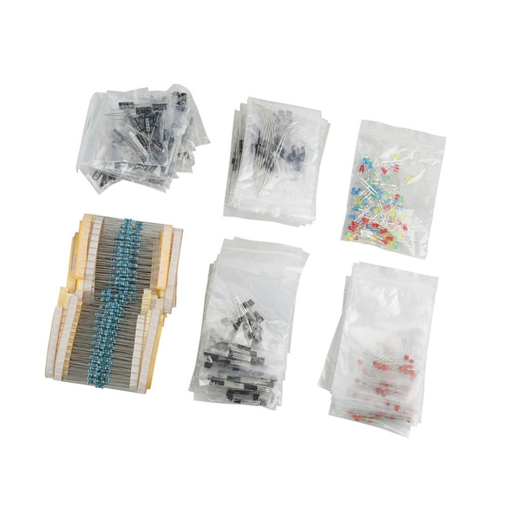 Electronic Components Set LED Diodes Transistor Electrolytic Capacitors Resistors Kit