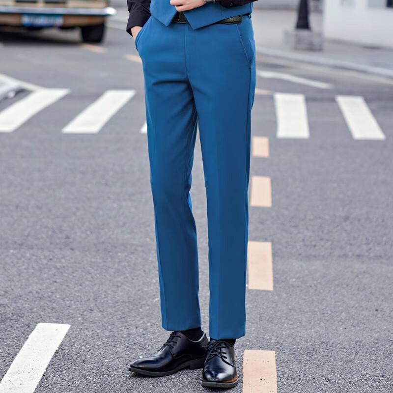 Terman Men's Business Casual Straight-Leg Suit Pants