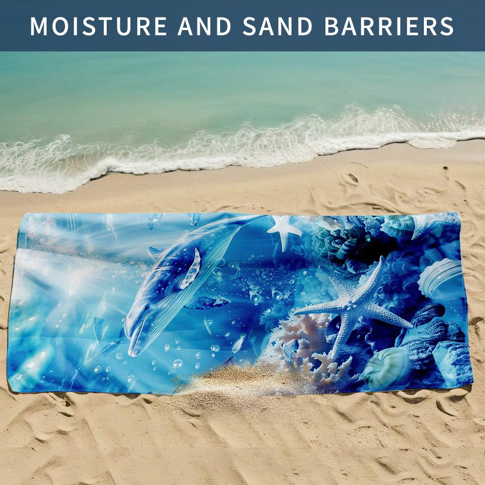 

New, double-sided velvet beach towel quick-drying sports towel printed bath towel [Spot sale]