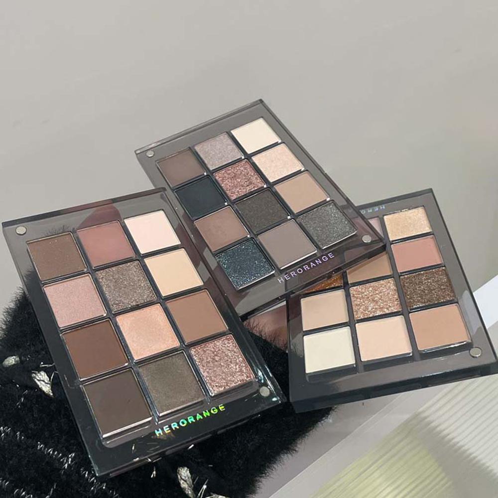 HERORANGE 12-farbige Lidschattenpalette mit mehreren Farben für alle Make-up-Looks Dunkle Lidschattenpalette