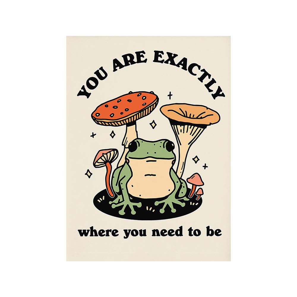 You're Definitely a Funny Poster with Retro Fungi from the '70s, Fancy Hippies, Ball, Dancing Frogs, Canvas, Painting, Wall Art Photography
