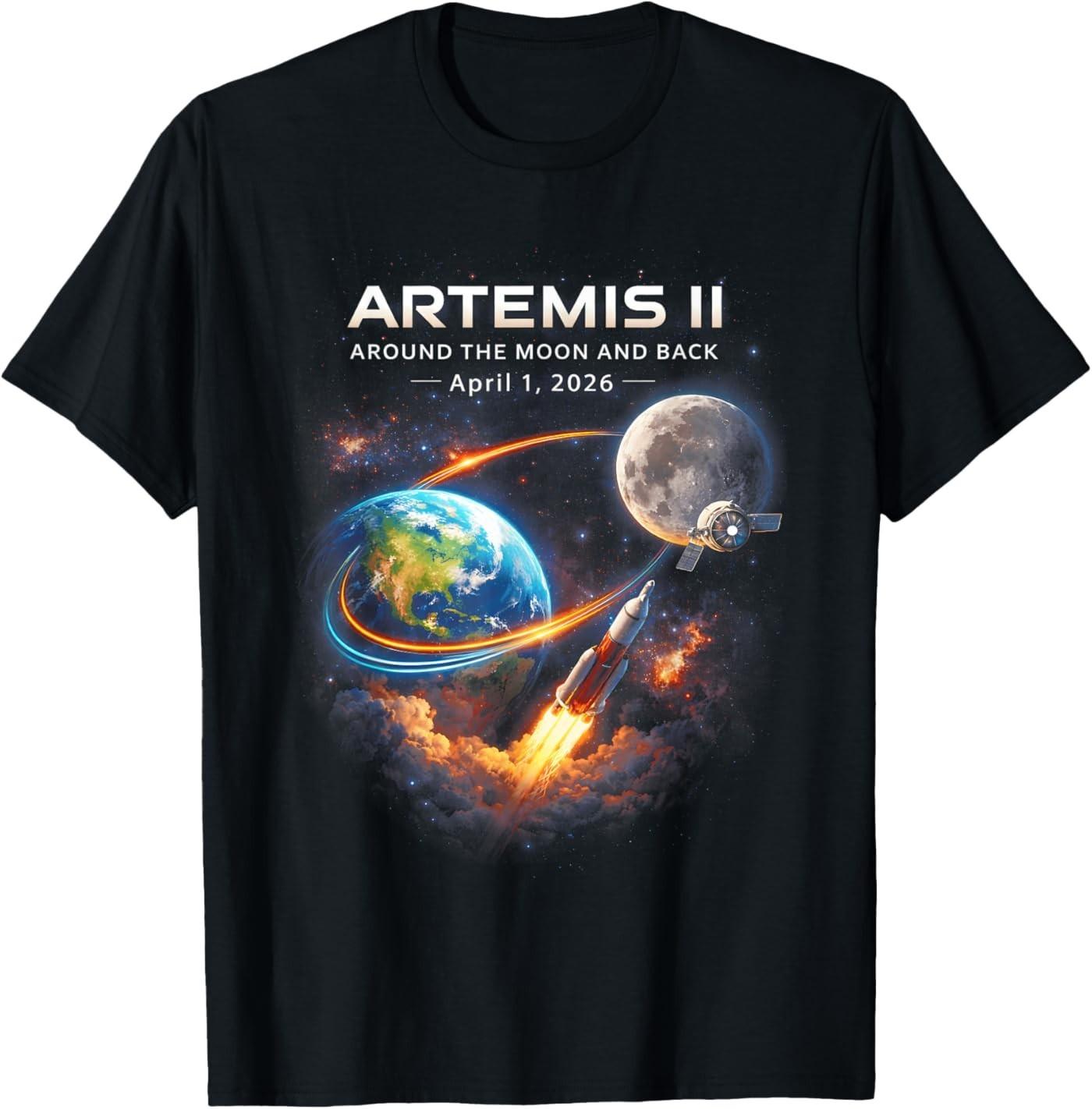 Artemis II Rocket Space Launch Back to The Moon Mission 2026 Unisex T-Shirt S разноцветный