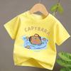4 To 14Y Girls Casual Capybara Print Short Sleeve T-Shirt 2026 New Cute Spring Summer Y2k Children's Crew Neck Tee Tops