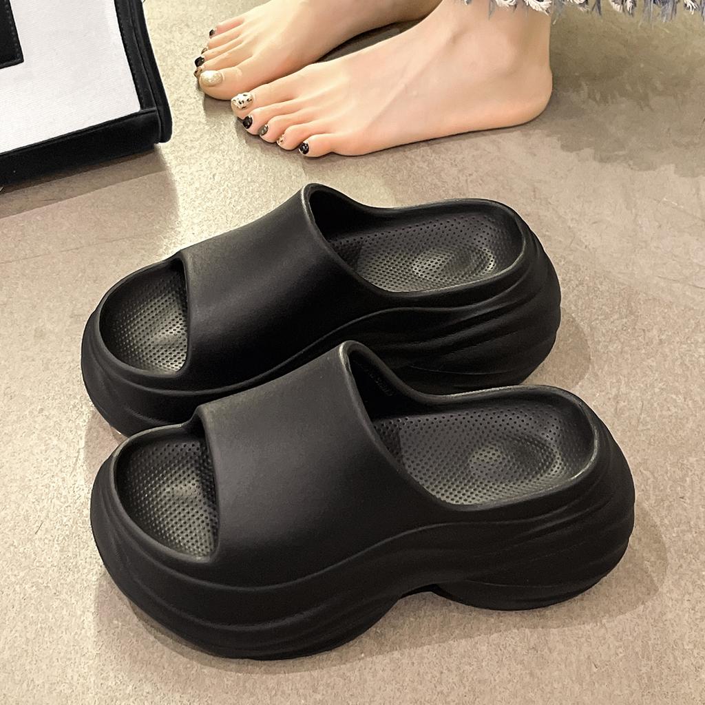Dámské EVA pantofle nazouvací zvýšené s tlustou podrážkou pohodlné prodyšné pantofle pro vnitřní i venkovní použití
