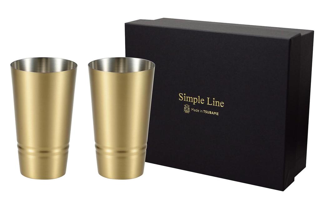 Asahi Tumblers, 330ml, Set of 2, Brass, Matte Finish, Gift Packaging (Gift Box)