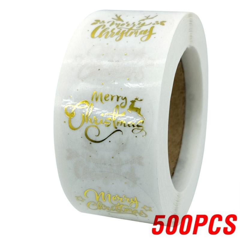 100-500 Pcs Golden Font Merry Christmas Sticker Thank You Sticker Seal Label For Envelope Gift Wrapping Scrapbook 1 Inch