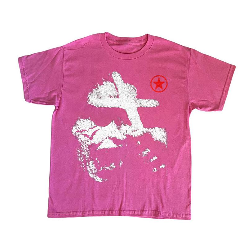 

2025 новый модель Готика Y2K Хлопковая футболка Харадзюку Графический принт Модная футболка Хип-хоп Оверсайз Топ Рок Панк Уличная одежда Короткий рукав S