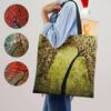 Customized Cherry Blossom Oil Paint Tote Bag For Women Lady Elegant Handbags Reusable Linen Shopping Bags Double Side Print