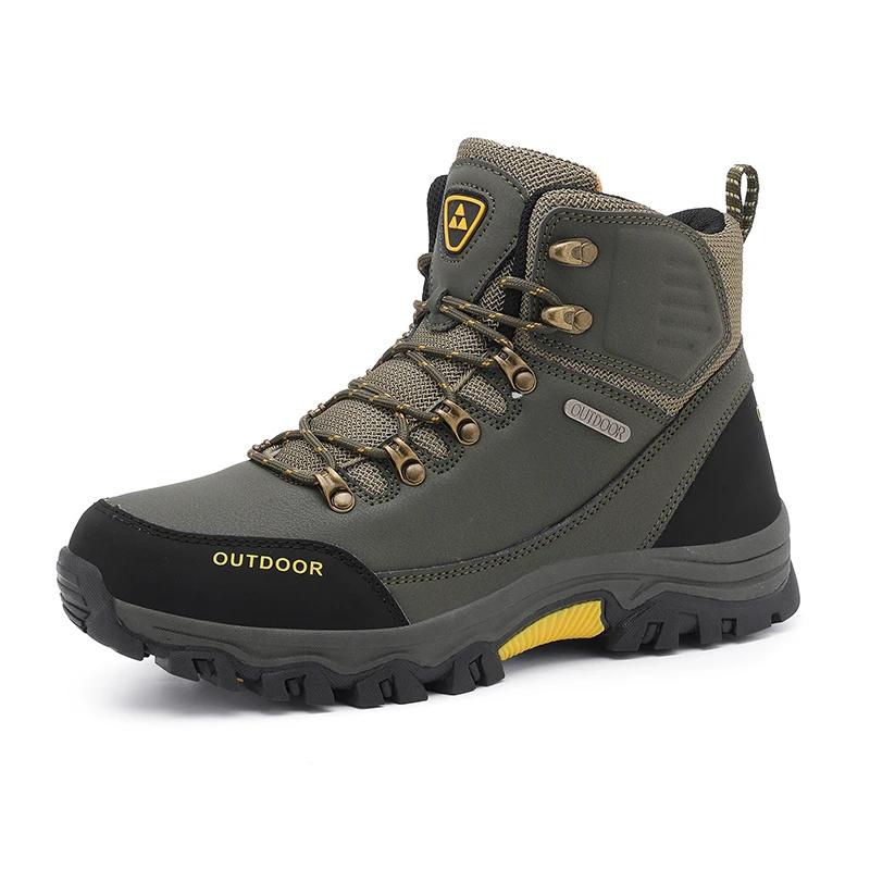 Outdoor Hiking Shoes Men Anti-slip Lace-up Thick-soled Comfortable High-top Boots Men Wear-resistant Breathable Casual Shoes Men