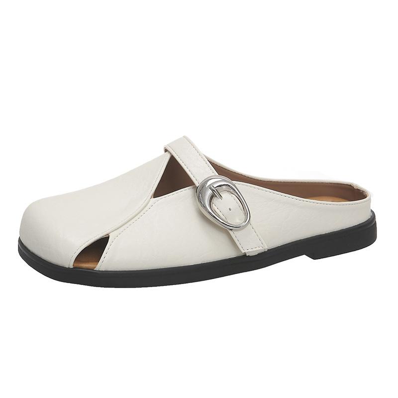 Baotou Half Slippers Women's Summer Outer Wear New One-pedal Lazy Muller Single Shoes Flat-soled Birkencool Slippers