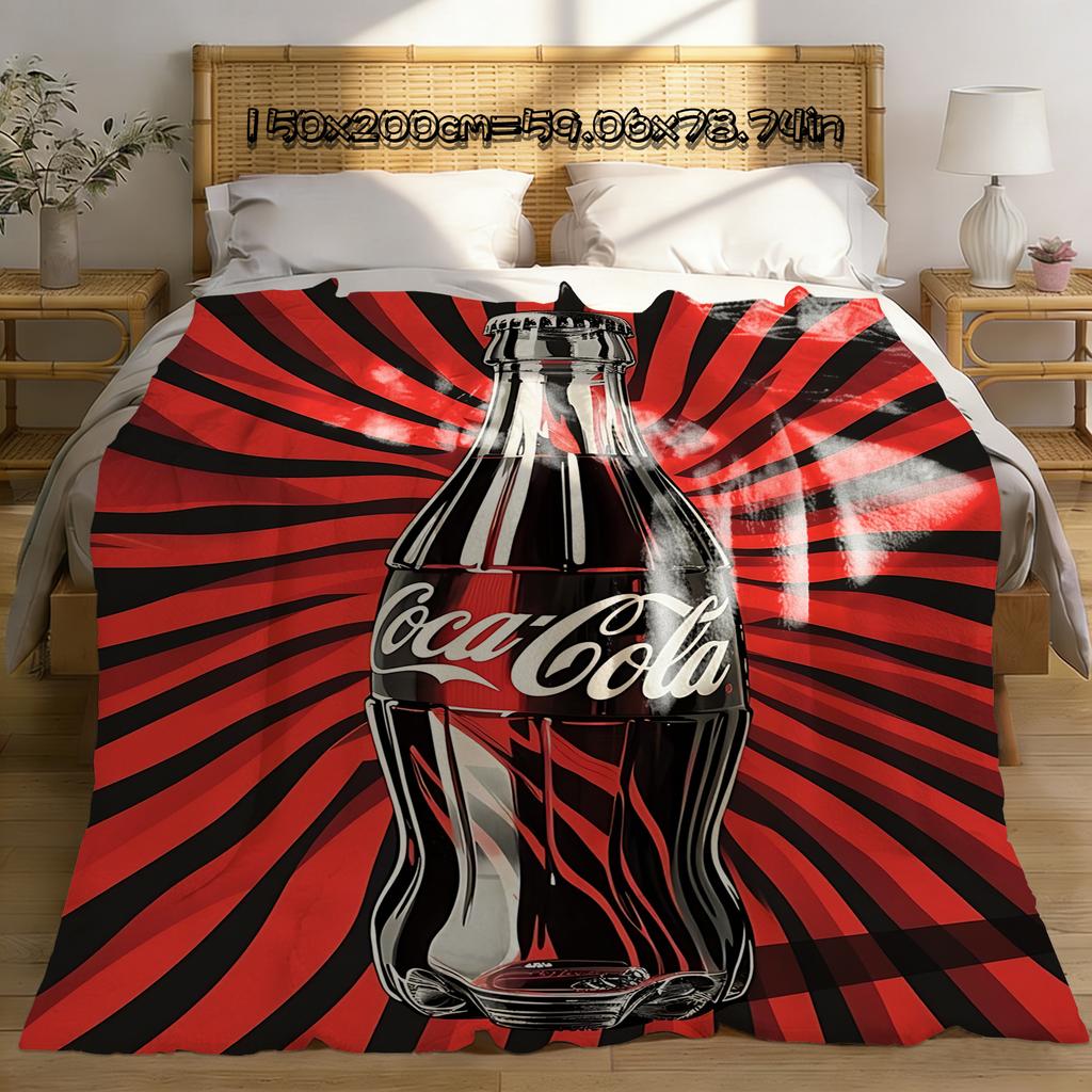 Knee Blanket Throw Blankets for Winter Microfiber Oversized Baby Lightweight Flannel Fleece Bed Sofa Decoration Coca-Cola