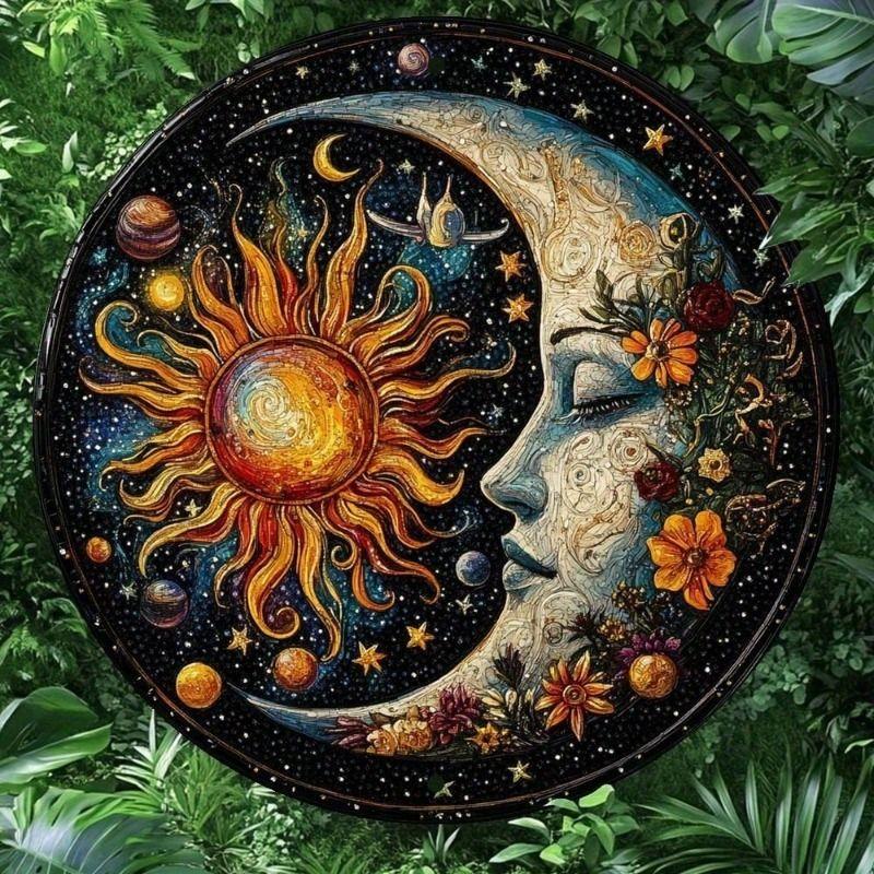 Retro Metal Tin Sign Art Circle 20x20cm Wall Decor for Living Room Bedroom