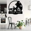 Round Metal Sign Witch Scene Customizable Name Personalized Home Kitchen Decor