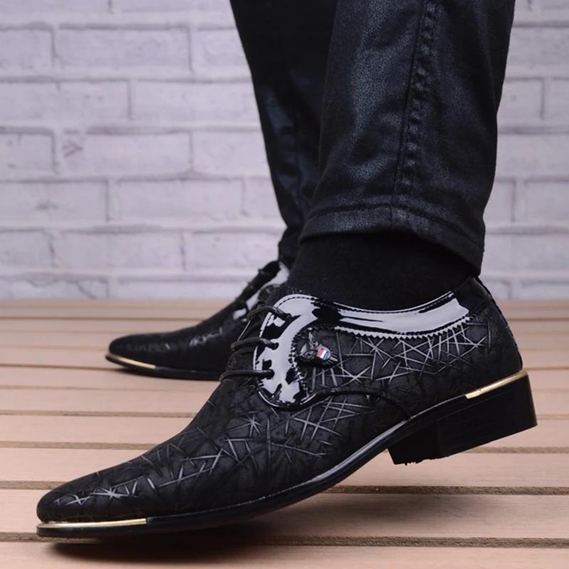 Herrenschuhe aus Lackleder, für Hochzeiten, Oxford-Schuhe, Schnürschuhe, Büroanzug, Freizeitschuhe für Herren, Designer-Schuhe für Herren