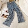 Pantaloni a vita alta con gamba dritta, a vita alta, con grafica a stella coreana, primavera autunno, jeans larghi, pantaloni in denim da donna, retro hip hop, harajuku
