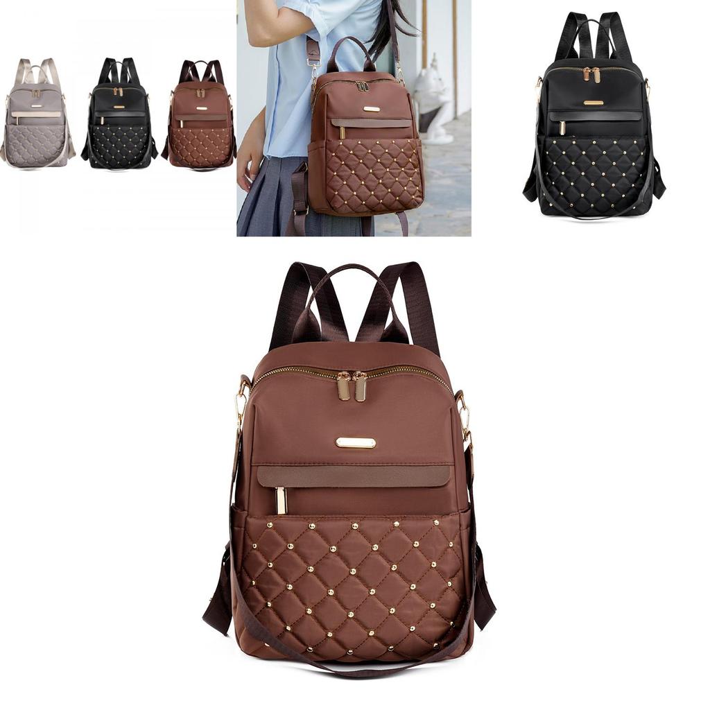 Fashion Solid Color Golden Bead Decoration Women Casual Backpack For Daily Use