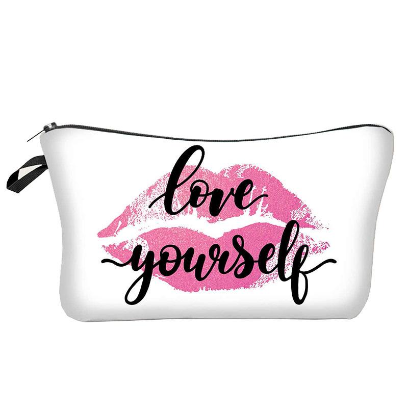 1pc Sexy Red Lips Polka Dot Pattern Printed Makeup Bag Perfect for Women Girls Travel And Vacation Storage Bag