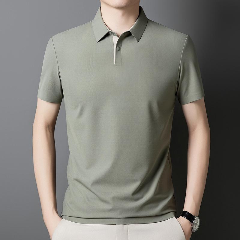 

Летняя мужская футболка-поло с коротким рукавом, футболка с отложным воротником, мужская повседневная универсальная одежда для папы 4XL светло-зеленый