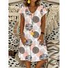 Summer Women V Neck Short Sleeve A Line Dress Leopard Zebra Polka Dot Print Casual Vacation Party Dress 2024 New Fashion