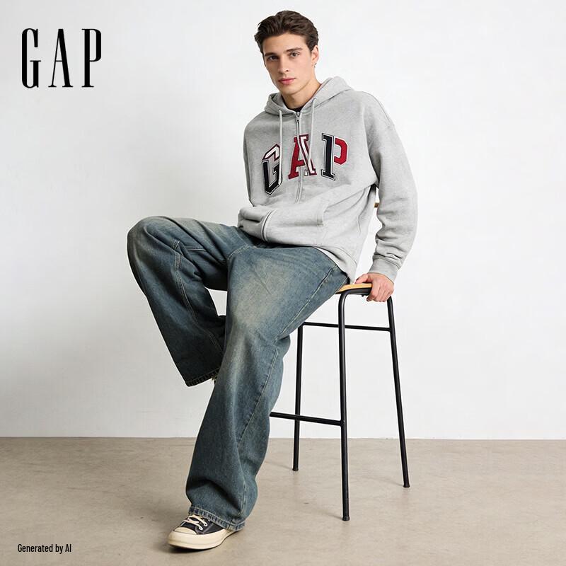 Gap Ανδρικό/Γυναικείο Φούτερ με Κουκούλα Χαλαρής Εφαρμογής, Βαριάς Ποιότητας, με Λογότυπο, Βουρτσισμένο με Άνθρακα