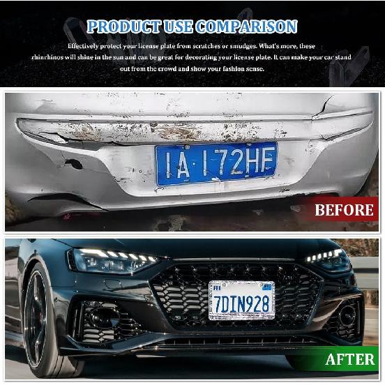 Bling License Plate Frame for Women, License Plate Holder, Sparkly Rhinestone Diamond Tag Holder Frames with Crystal Screws Caps, Stainless Steel