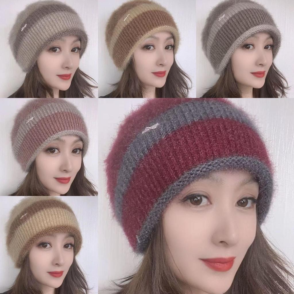 Womens Fashionable Double Pile Knitted Hat With No Brim Warm Headwear For Cold Seasons