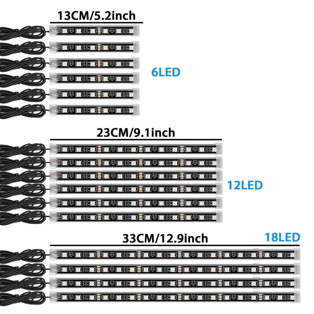 APP LED Motorcycle Car Atmosphere Ambient Foot Light Remote Control Flexible Waterproof Sound 12V Moto RGB Decorative Lamp Strip