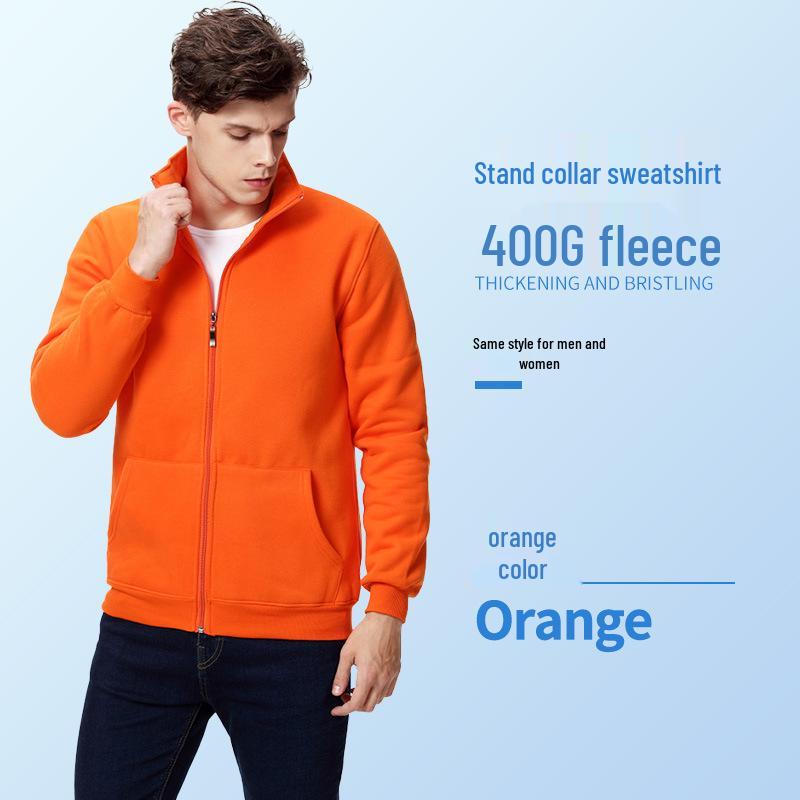 Spring/Summer Custom Workwear: Pure Cotton Zipper Sweatshirt with Turn-Down Collar and Long Sleeves for Uniform and Advertising.