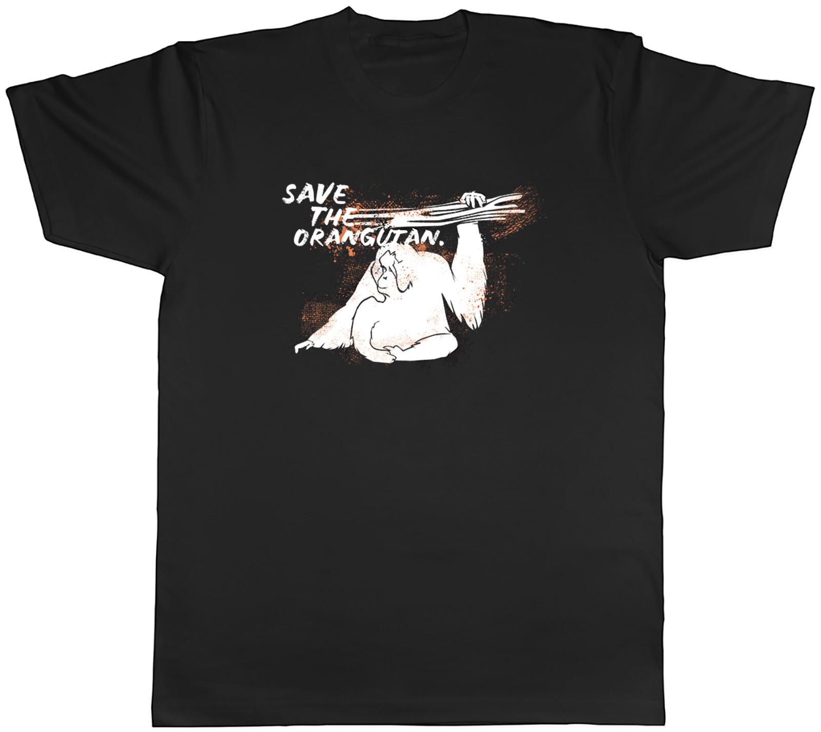 Save the Orangutan Mens T-Shirt Grunge Wildlife Tee Gift S