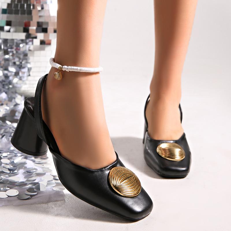 2026 Womens High Heels Fashion Squared Toe Leather Slingbacks Pumps Elegant Lady Heeled Pump Shoes Autumn Luxury Heel Shoe