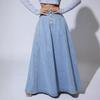Denim Skirts Women Long Skirt A Line Single Breasted High Waist Jeans Vintage Maxi Simple Casual Elegant Splice Y2k Streetwear