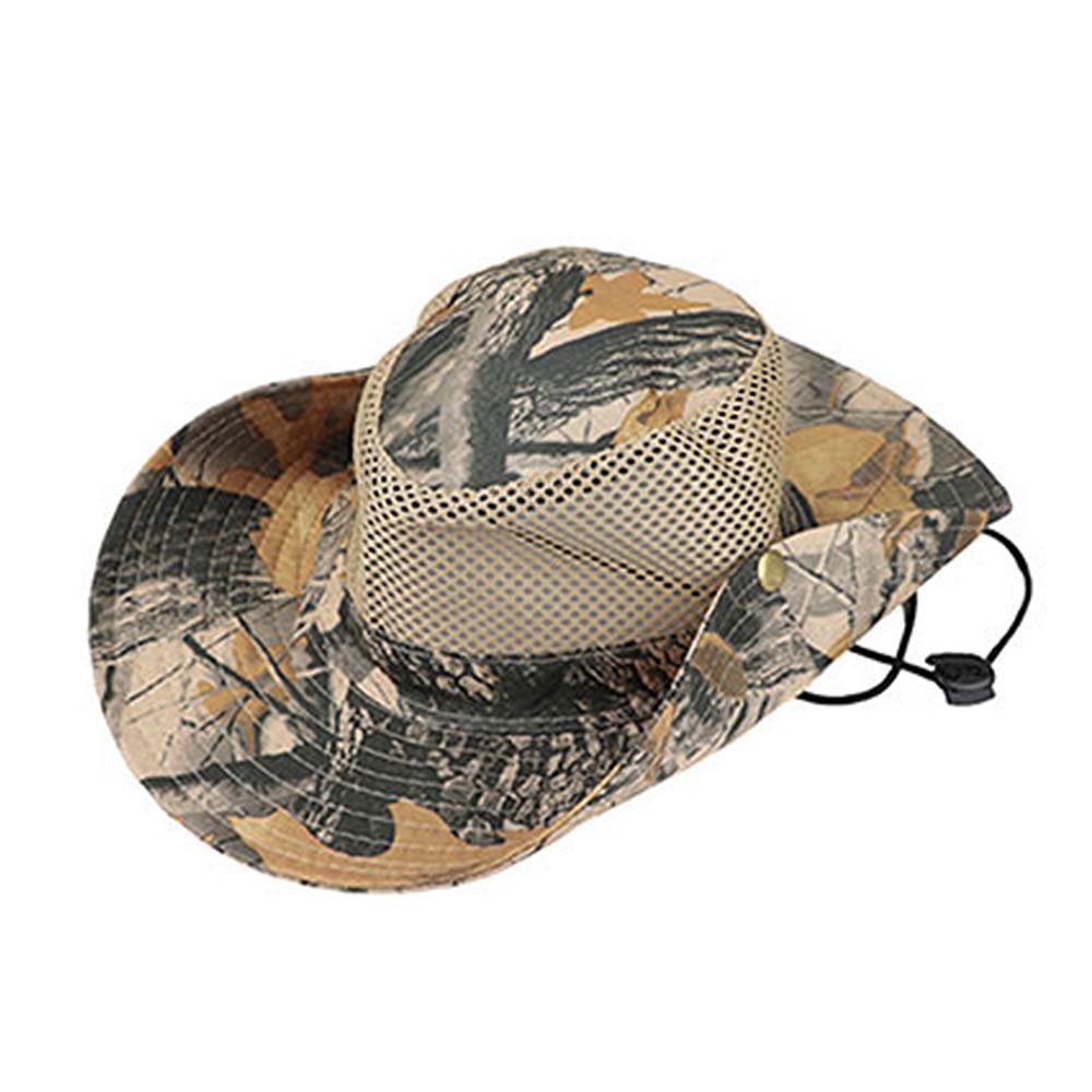 

Boonie Hat Mesh Leaves Pattern Camouflage Breathable Fishing Cap Khaki