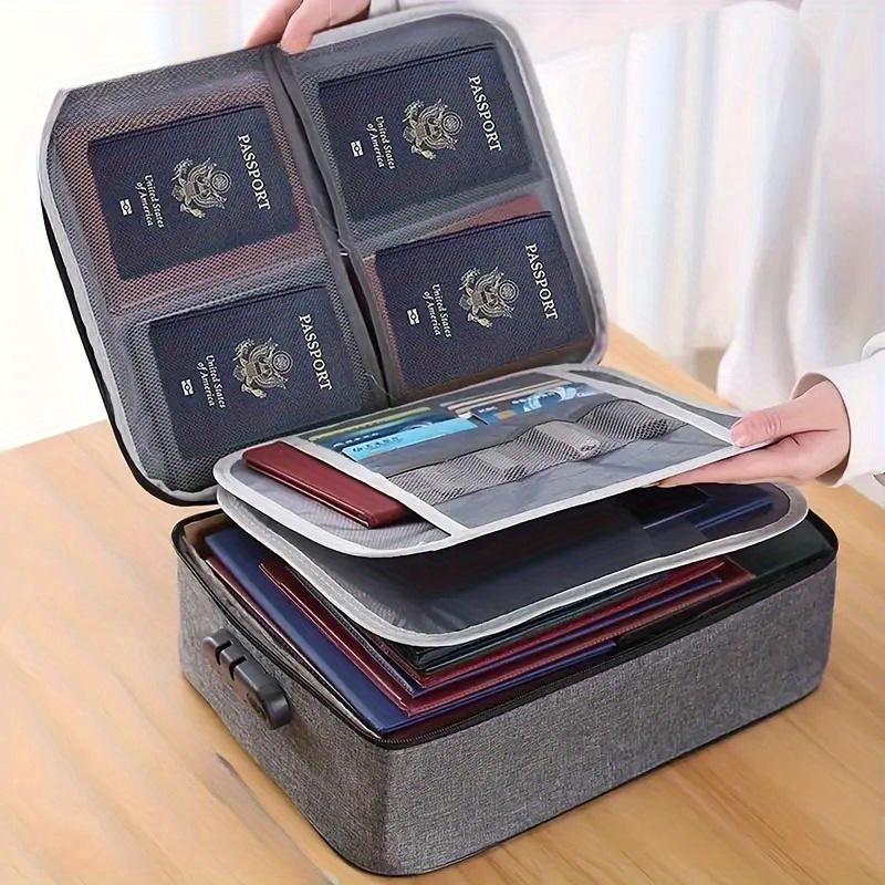1pc Document Organizer with Lock Upgraded Heat Insulated Fireproof Waterproof 3 Layers File Organizer Portable Safe Storage for Important Documents