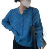 2025 Autumn/Winter Korean Style Thick Cable Knit Cardigan Sweater for Women