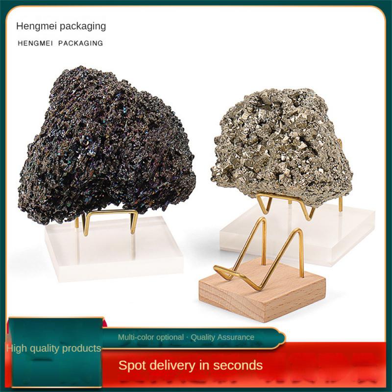 

Metal Arm Mineral Stand Display Holder Rack Wood Support Base For Crystal Minerals Ores Agate Rocks For Home Office Show Room