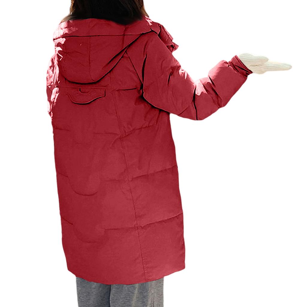 Women's Fashionable Mid-length Down Jacket With Hood And Thick Cotton-padded Coat