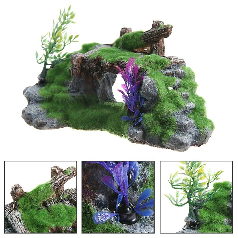 Akvarium Mountain View Rockery Hiding Cave Ornament Fish Tank Decoration