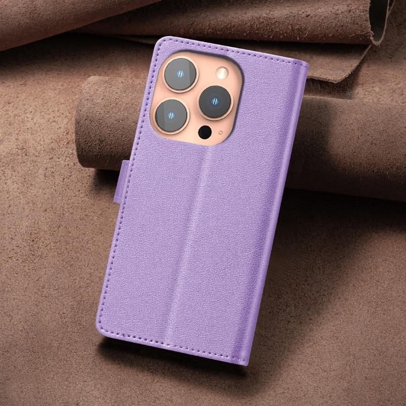 Rfid Small Lychee Pattern Leather Phone Case With Card Holder Stand For Apple Iphone