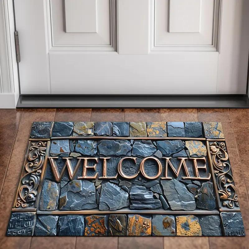 1Pcs Anti Fatigue Kitchen Rugs, Simple Stone Print Waterproof Non-Slip Thick Cushioned Kitchen Mat Heavy Duty Comfort Standing Mat for Kitchen