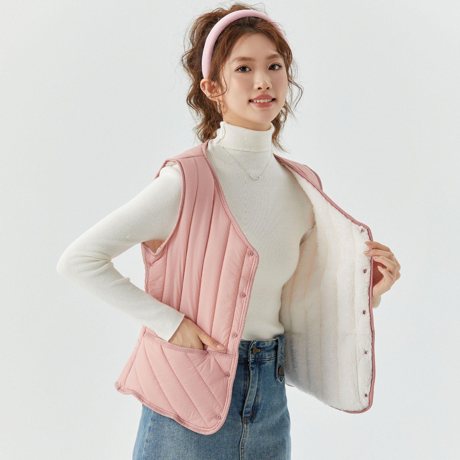 

Женский зимний теплый домашний костюм большого размера с утолщенной флисовой подкладкой, молодежный жилет для ношения под одеждой, жилет из овчины и хлопка для женщин 2XL