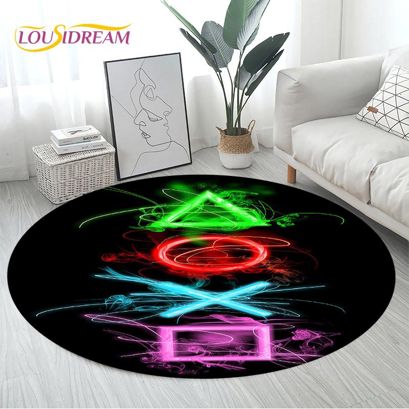 3D Cartoon Gamer Game Controller Area Rug Large,Round Carpet Rug for Living Room Bedroom Sofa Decor,Kid Play Non-slip Floor Mat