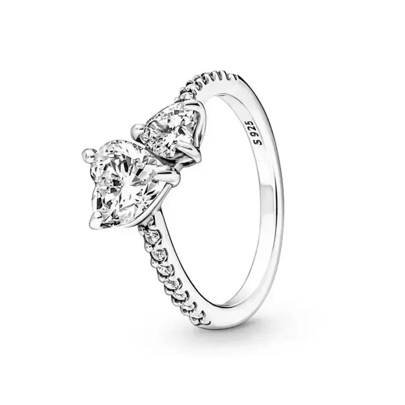 925 Sterling Silver Shiny Classic Square Crown Heart-shaped Ring Exquisite Luxury Charm Jewelry Holiday Surprise Gifts