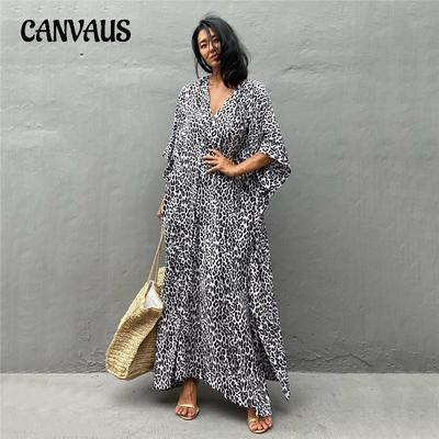 Women's Plus Size Dress Printed Leopard Dot Beach Cover Up Loose Long Dress Swimsuit Cover Up