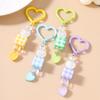 Cute Love Heart Keychain Women Girls Beads Pear Key Ring Pendants for Handbag Decor DIY Handmade Key Chain Gifts