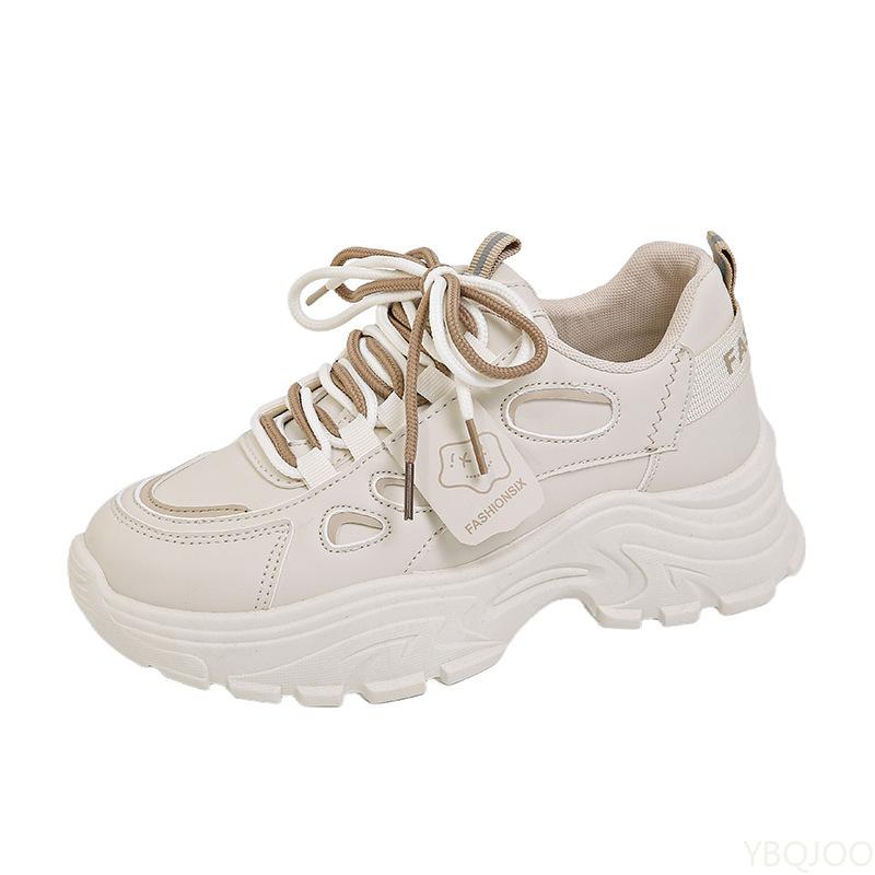 Fashion Autumn Women's New Breathable White Shoes Women's Versatile Thick Soled Sports Leisure Shoes Simple Comfortable Shoes