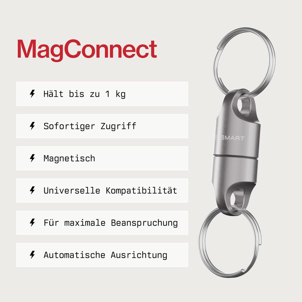 KeySmart MagConnect Magnetic Key Holder for Purse, Key Chains for Car Keys - Detachable Key Ring Quick Release Keychain for Men - Mens Key Chain Rings