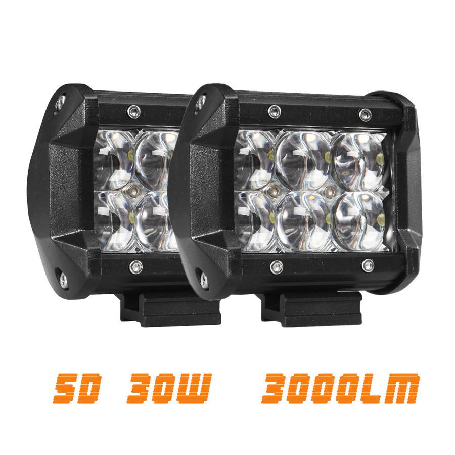 

2 PCS 5D 30W Led Work Light Spot Light 4 Inch 3000LM 4WD Offroad Driving Headlig