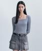 MUSINSA STANDARD WOMAN Women'S Ribbed Slim Square Neck Knit [Blue Grey]