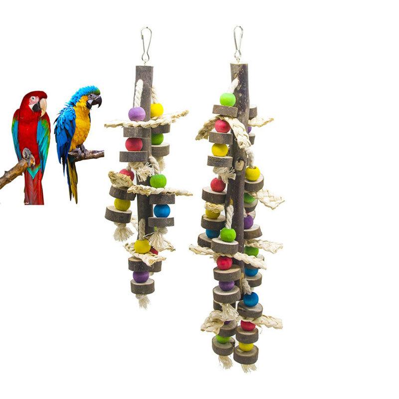 Parrot Nibble Wooden Natural Medium To Large Parrot Supplies Bird Cage Accessories Creative Large Parrot Bird Toys