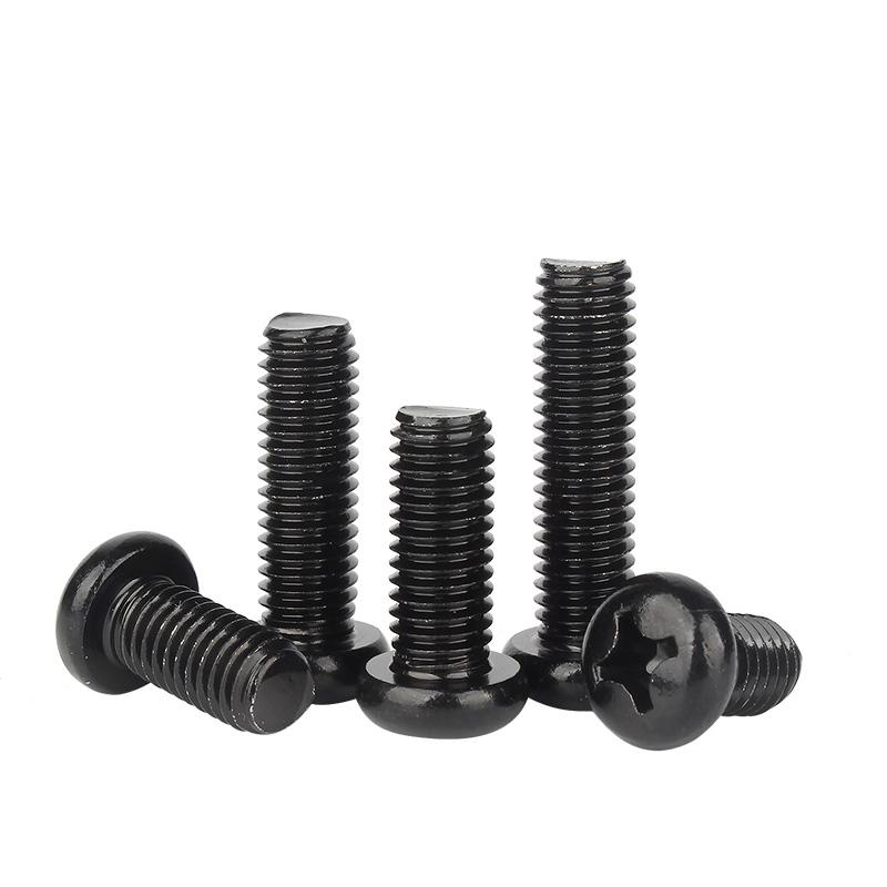 Black Carbon Steel M2 M2.5 M3 M4 M5 M6 M8 Cross Recessed Phillips Truss Head Large Flat Round Head Screw Bolt